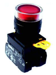 Nút nhấn Idec YW1L-MF2E11Q4R có đèn size 22mm 1NC-1NO nhấn nhả