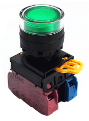 Nút nhấn Idec YW1L-MF2E11Q4G có đèn size 22mm 1NC-1NO nhấn nhả